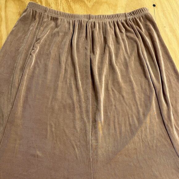 VTG Choices Taupe Pleated A-Line Midi Skirt Elastic Womans Size Large Made USA - Picture 2 of 13